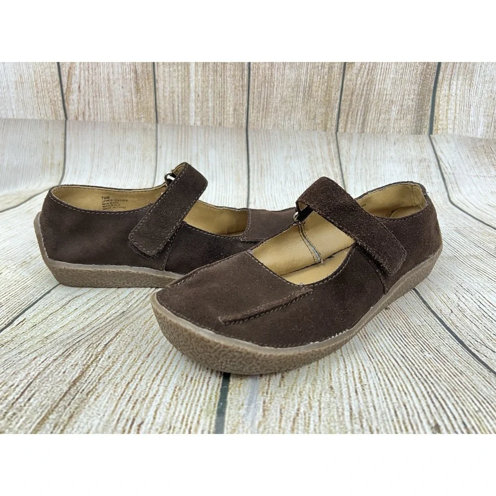 Y2K LEI Brown Leather Mary Jane Flats 7.5M Comfort Boho Cottagecore Earthy Indie
